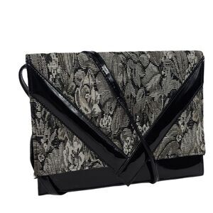 Vintae Black Floral Clutch & Crossbody Purse